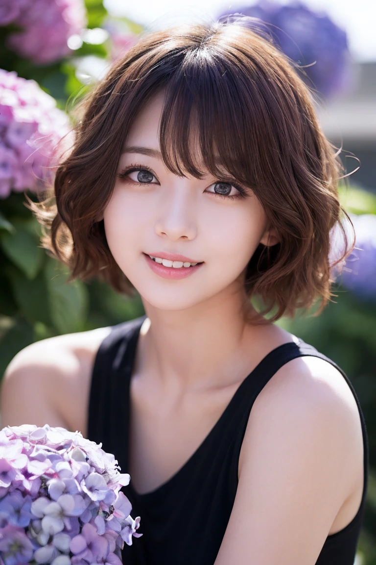 ((Best Quality, 8K, Masterpiece)), 1 Girl, (Hairstyle Brown Hair Shortcut), casual Dress, Delicate Eyes, Double Eyelids, Smile, Home, Raw Photo