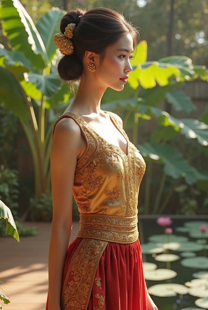 close up photo of an elegant Balinese girl, wearing traditional Balinese clothing. Super detailed photos hyper realistic 3d.