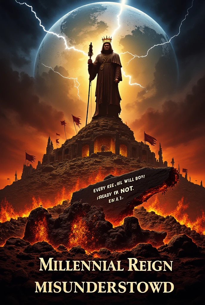photo realistic image of a dark hooded priest holding a skull standing in front of screaming zombies, burning building in the background,  apocalypse apocalypse art, album art, harrowing apocalyptic atmosphere, death metal album cover, sinister demonic atmosphere, 