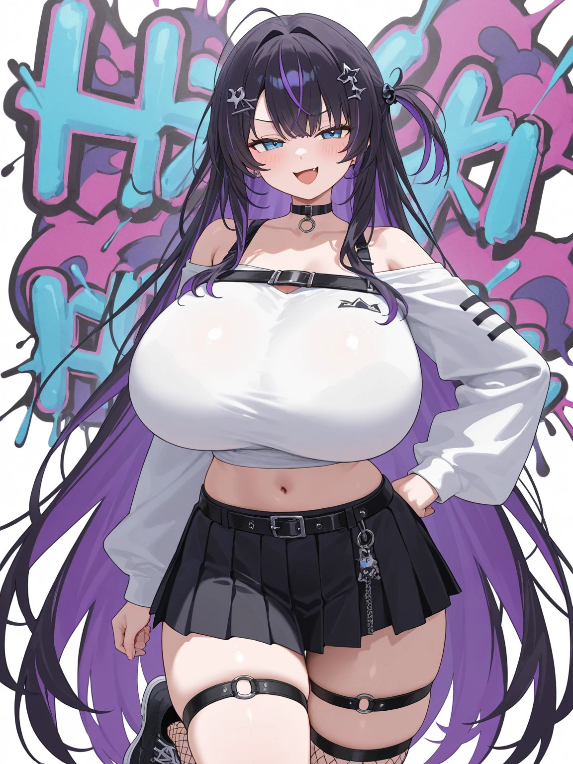 masterpiece, best quality, 1 mature female, Raikou, motherly smile, huge breasts, purple hair, hot limit, <lora:CHAR-FGO-Raikou_Hard:0.6>, <lora:Clothing-hot limit-10:1.1>
