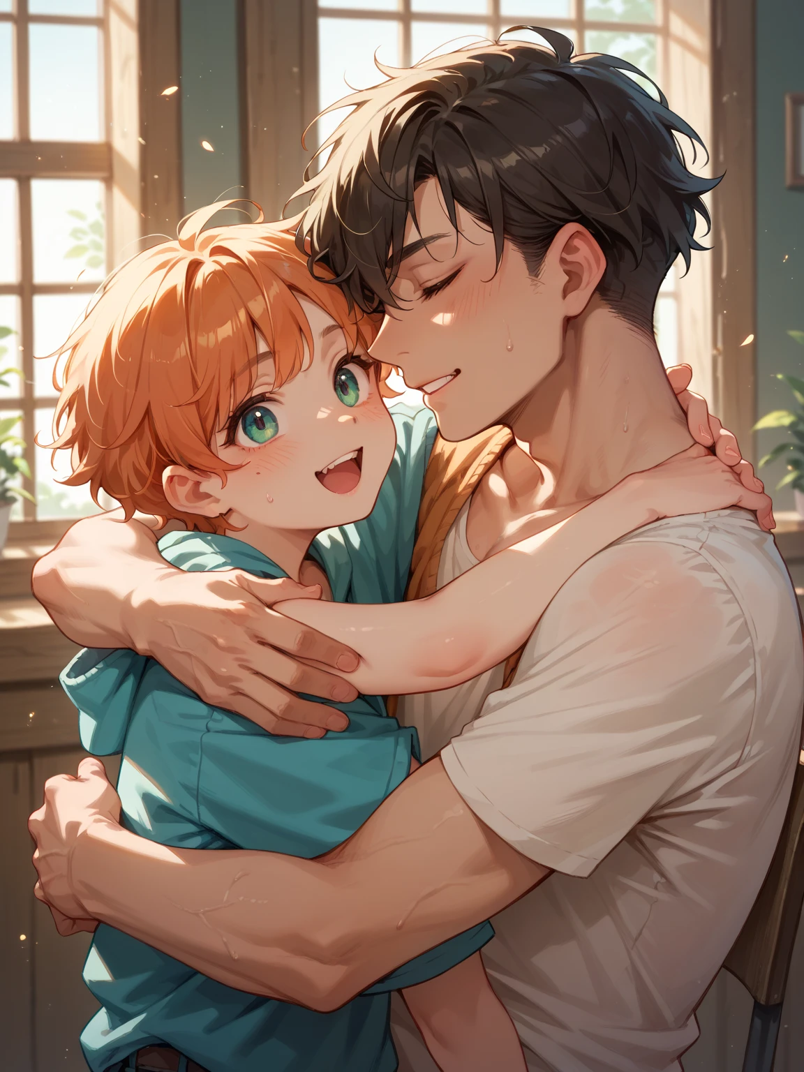 (score_9,score_8_up,score_7_up,score_6_up),1boy, teenager, cuddle, pretty face, 