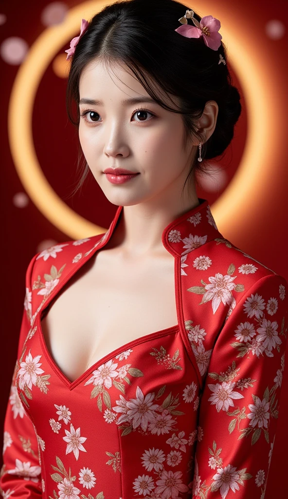 Asians,ultra-realistic realism,Mature female 35 years old,Very plump,Very sexy,wearing cheongsam,Very real, Very detailed, Smooth and sharp focus,ellegance, highly detailed