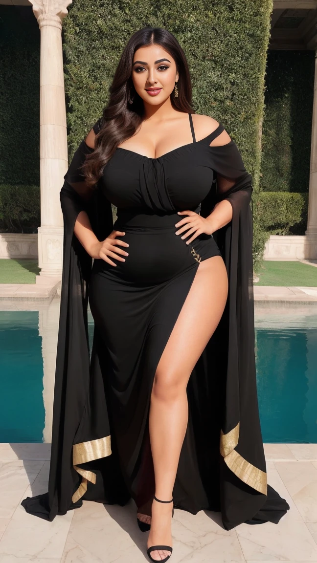 (sfw) Closeup de Monica Bellucci,Uma bela mulher madura,cabelos negros longos,middlebreasts,cintura fina,Musa Divina Italiana,Muito sensual usando um vestido de coquetel,corpo inteiro,Walking barefoot on the sand,cena principal uma praia deserta