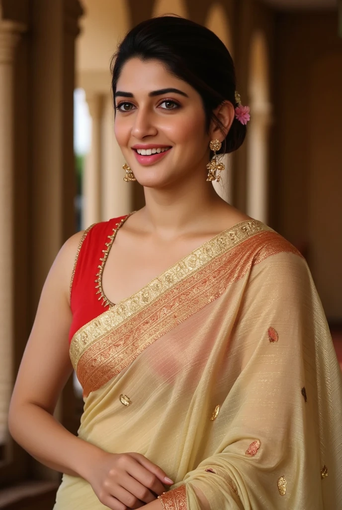Foto RAW, photorealistic, photography, full body shot, 50 years old Woman, master shot, perfect eyes, goddess like beauty, pierced eyes, perfect thick chubby mallu Desi aunty bhabhi, Wearing a Stanapatta, a chest-band.Saree model, model Photography, Indian saree shoot, Indian traditional wear advertising photography, traditional wear brand shoot, face of Indian actress Sonakshi Sinha, masterpiece, realistic, realism, incredible details, pleasure, photorealism, detailed skin, skin pores, high contrast, photorealistic Artstation 8k HD digital art trend of high definition and detailed realistic skin texture, ultra detail, realistic skin texture, armature, best quality, ultra high definition, (photorealistic:1.4),, high resolution, detail, raw photo, sweat, Re sharp, by Lee Jefferies Nikon D850 Film Stock Photo 4 Kodak Portra 400 Camera F1.6 Lens Rich Color Ultra Real Realistic Realistic Textures Dramatic Lighting Unreal Engine Trending at Art Station Cinestill 800,(pele altamente detalhada: 1.2), 8k UHD, DSLR, soft-lighting, alta qualidade, grain of film, Fujifilm XT3,she didn't like to wear blouse or bra, she is happy to wear only saree, she hates blouse or bra, detailed hairy armpits, hyper realistic skin, skin pores, sweat, veins,