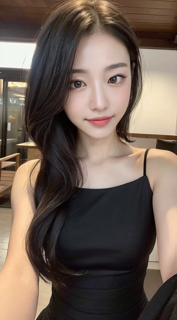 (1 cute Korean star), ((best quality, 8k, masterpiece: 1.3)), focus: 1.2, perfect body beauty: 1.4, ((air bangs: 1.2)), , (night, street: 1.3), highly detailed face and skin texture, delicate eyes, double eyelids, whitened skin, (long hair: 1.3), (round face: 1.5), (shoulder skirt: 1.6). Smile and eat hot pot at a hot pot restaurant at night