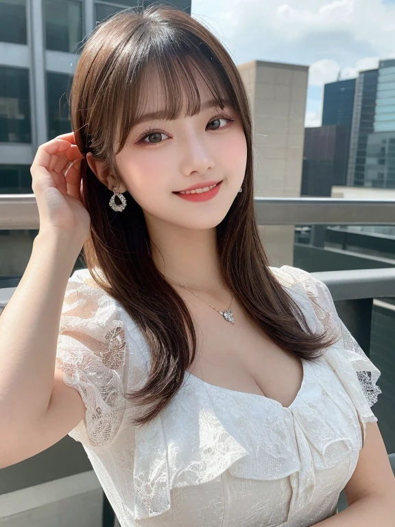 (4K,8K,Masterpiece,Realistic),Super Resolution:1.2、(Japanese:1.3)、 RAW Photos、(Realistic:1.2)、((Full-body photo))、looking at the camera、Symmetrical face、(Beautiful face in every detail)、Good looking、Overflowing with intelligence、28 years old、Beautiful black eyes、Perfect hands、Natural Makeup、(Large Breasts、Cleavage)、Beautiful announcer、chairperson、Television station filming studio、During the program、Lots of light-ups、Brilliant、At the location、Beautiful legs:1.2、Wear a short-sleeved shirt、Gorgeous Dress、Tight mini skirt、Friendly atmosphere、Exposure that shows the collarbone、Mole on the collarbone、Wearing high heels、Bold behavior