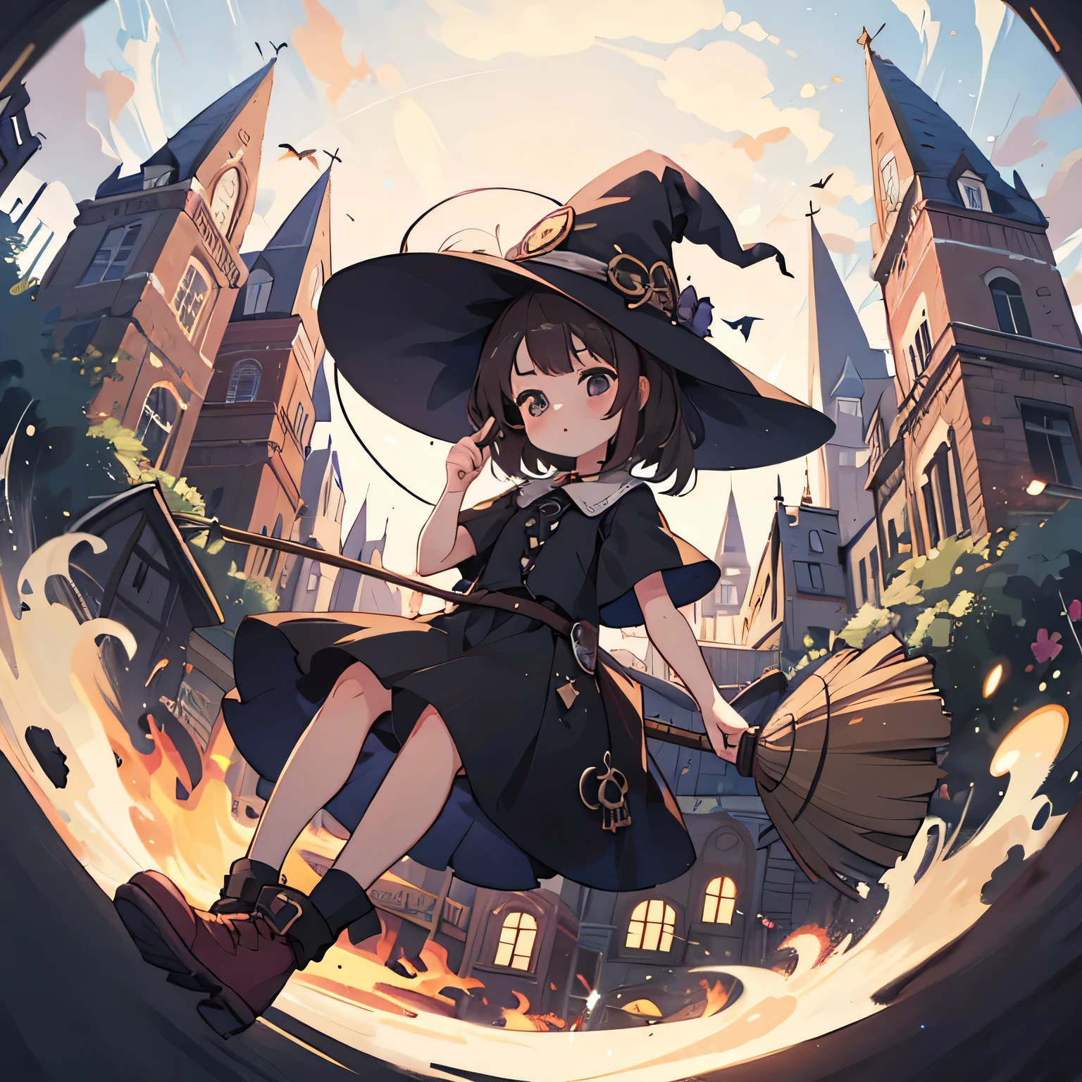 witch on the flying robot vacuum