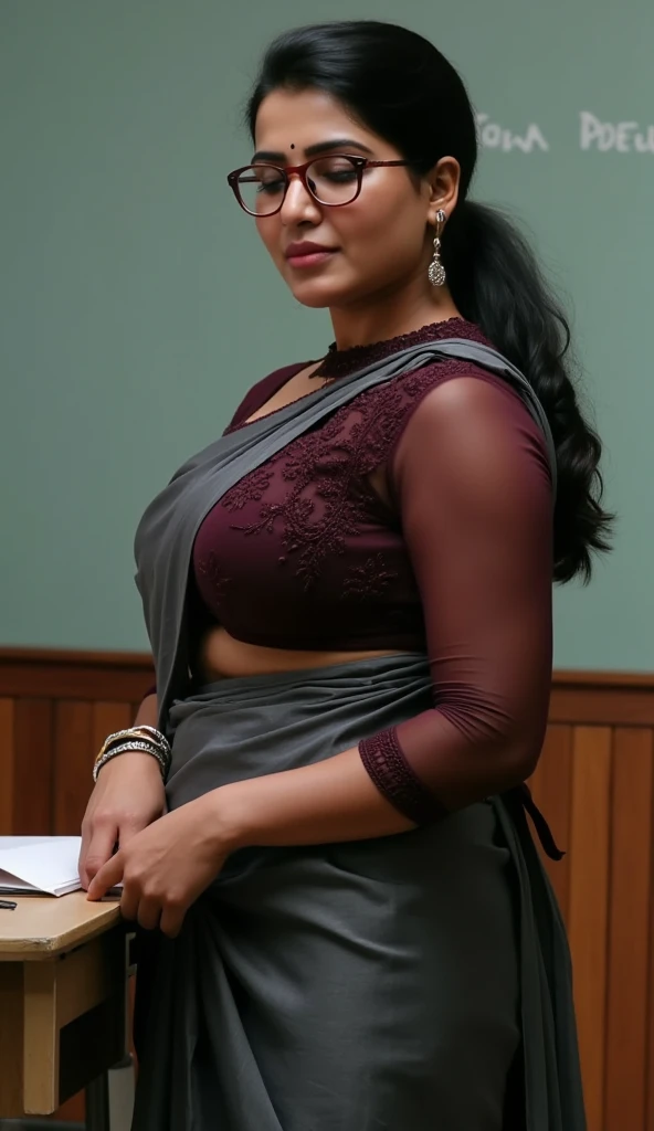 Day scene, full body photo of a plus sized 45 year old indian with a man from top view, (Masterpiece, Best Quality, High Resolution), office Background, (cum Splash on her breasts and nipples, cum Splash on her face, Splash of cum, cum Splash on her blouse, cum Splash on her eys), Sweet 25 year old South indian women sitting on her knees in a crowded party hall with a man, hour glass body red lips, silver colour silky gown, lightly makeup,ultra realistic, realistic, look at viewer (cinematic:1.3), intricate details,
