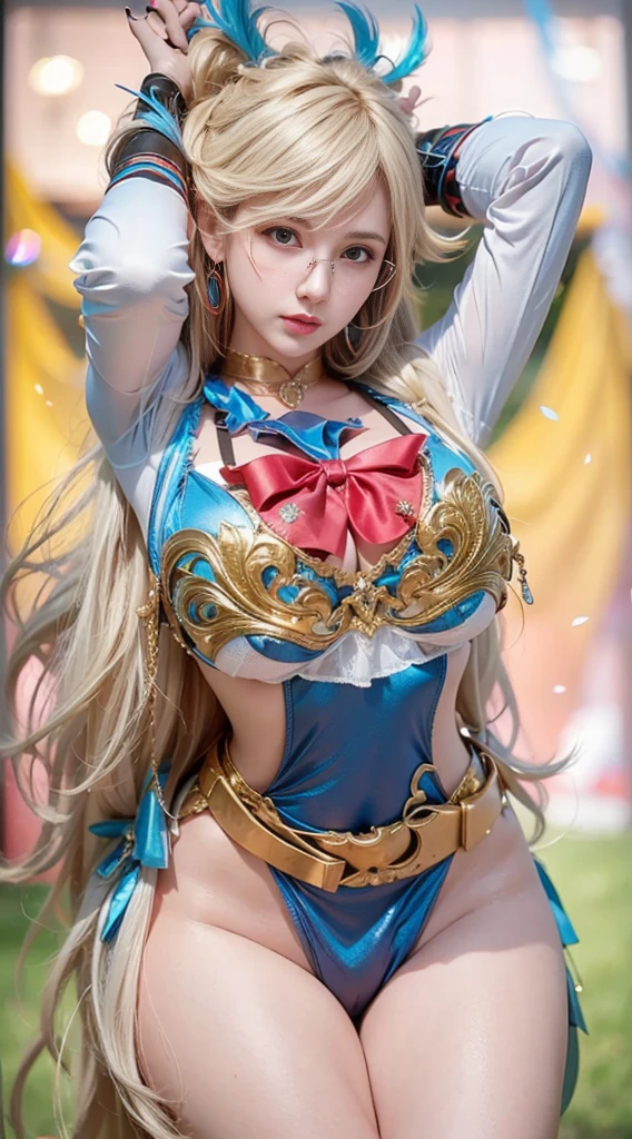 NSFW,table top、full:1.3、stand、8K、。.3D、realistic、Ultra-microphotography、highest quality、Wallpapers with extreme details CG Unity 8K、from below、intricate details、(1 female)、28 years old、(sailor moon:1.6 Super Bishoujo Senshi sailor moon Mer1、Nether Warm Wind,land、sailor warrior uniform Sailor:1.5、sailor moon:1.5,Eternal sailor moon)、(Incredibly long and bright blonde pigtails:1.4、thin and very long straight twin tail blonde, bun hair、red round hair ornament for bun hair)、((sailor warrior uniform、sailor color,pray miniskirt:1.5、Glossy pleated mini skirt:1.3、big red ribbon on the chest,,,,,、white long latex gloves,red gloves on the elbows、A gorgeous golden tiara on the forehead、ear nipple rings,Gorgeous Golden Jewels))、Extremely thin and fitted high gloss white holographic leather、High-gloss white latex high-leg swimsuit that shines like oil,(facial details:1.5、bright blue eyes、Beautifull expression、beautidfull eyes、Iris overview, shining eyes、thin lips:1.5、thin and sharp pale eyebrows,、long and thick eyelashes、double eyelashes、thin, thin and muscular,,,、small face、tall and big breasts、perfect proportions、big breasts thin waist、sexy model posing、dynamic pose,visible pores、enchanting smile、perfect hands:1.5、octane rendering、very dramatic picture、(moon&#39;s divinity,space background、moon rays of light、moon、dynamic background、exquisite light and shadow、dynamic angle、detailed background),strong natural light、sunlight、Digital single-lens reflex camera、sharp focus: 1.0、Maximum clarity and sharpness