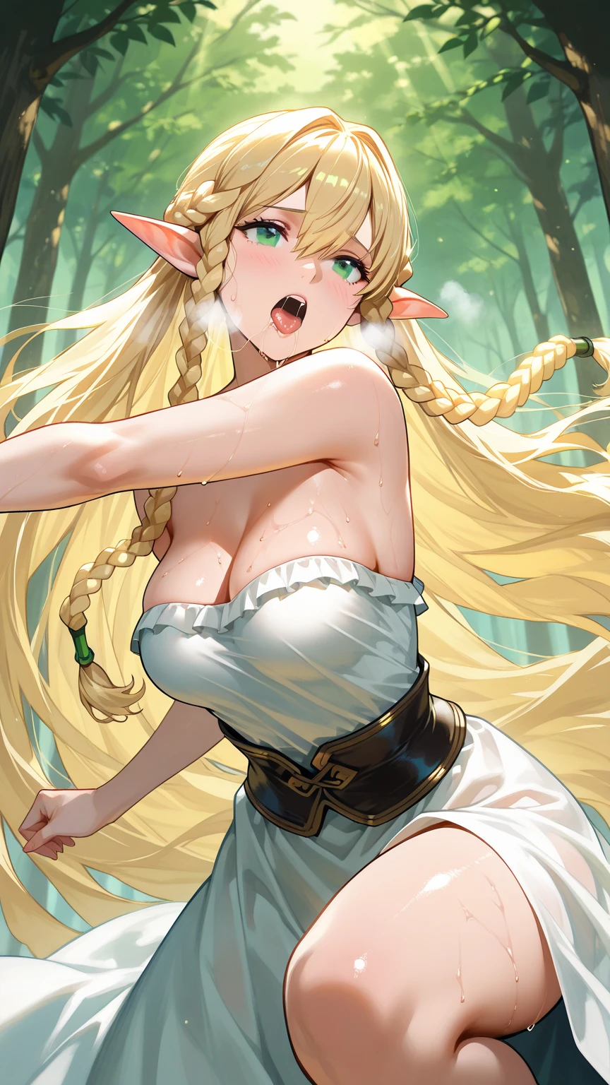 (White background:1.2),masterpiece,1girl,18yo, beautiful girl,BREAK,(blush,open mouth,Beautiful blonde,Green Eyes:1.5),