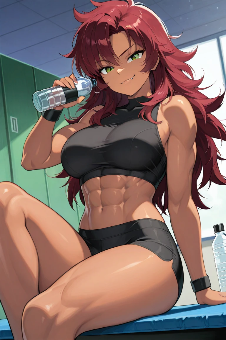master piece、Top Quality、1 girl in、(Stella Vermillion)、Ligature bracelet、muscular thighs, muscular belly, wide hips, (very thin waist), large breasts, very hard breasts, standing breasts, very hard nipple, ( ((A sexy pose))), wearing red shoes with high heels scene), very hot, well-made hands, red nails, well-made red manicure with lots of details, {{{wearing a well-made bikini, short and very sexy}}}, eye reflection, glowing eyes, (red eyes), lonely, pouting, anime, anime style, cinematic lighting, ray tracing, panorama, Nikon, hard disk, master piece, precise, anatomically correct, skin textured, Super Detail, high quality, best quality, very high resolution, hard disk, 16k