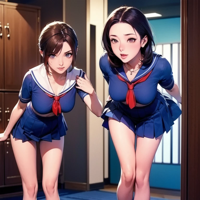 ((masterpiece)),(((Highest quality))),((Reference Sheet, Character Design, front, Rear view, Side view, short hair, Facial Expressions)), 14-year-old girl, Cute type, (Very slim:1.4), (Very small ass:1.4), Realistic buttocks, Big Breasts, Short Bob, Thin thighs, Long legs, It's not a big deal, ((Alice in Wonderland, wearing a large ribbon on your head,,,)), (NSFW:1.0)