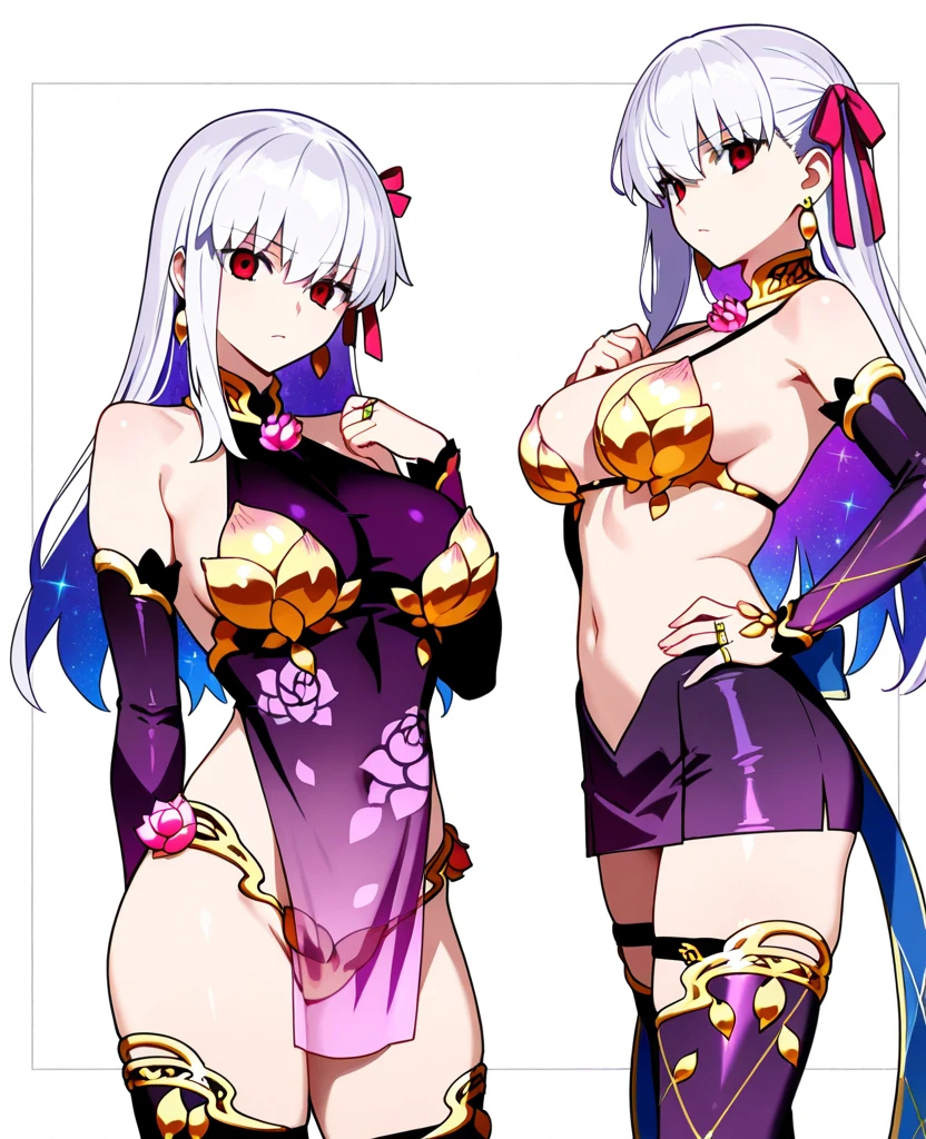 pink panter image of a beautiful woman [ whole body ] posing, ((slim, White skin, güero hair with pink platinum, colored eyes, medium breasts 38,c standing round buttocks giving a babydoll, with red and white garters and a transparent red thong that shows her tattoos on her right arm. HD,4K ultra detailed