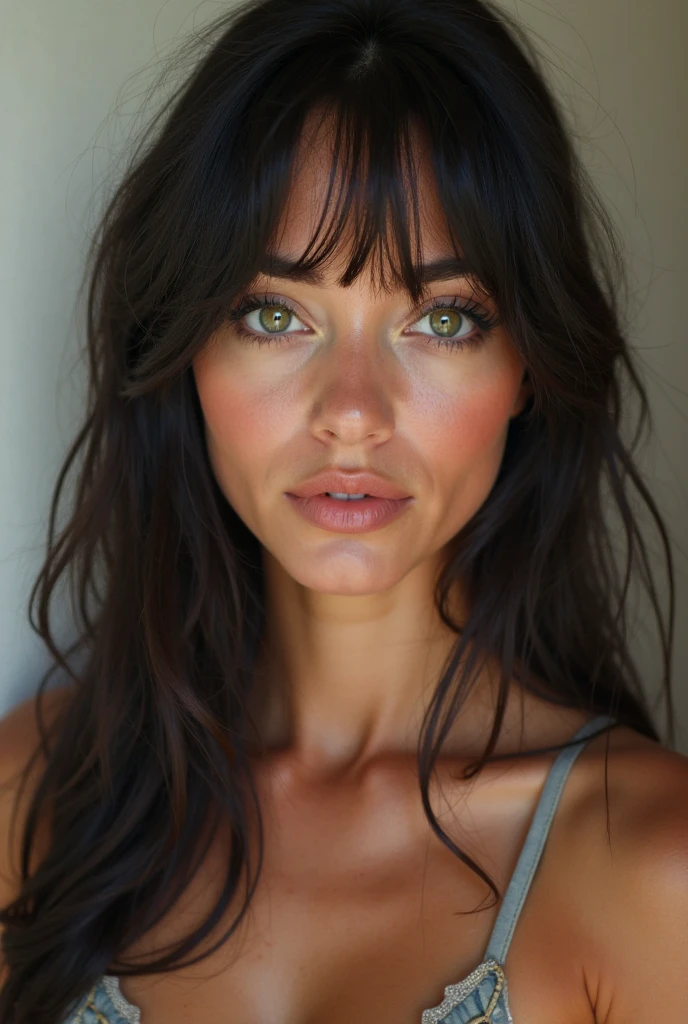 incredibly beautiful sexy playful girl 20 years old, black hair, White skin
