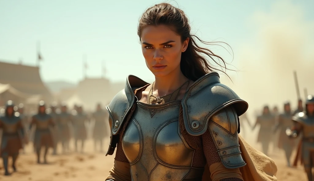 a woman in a costume standing in front of a group of soldiers, in screenshot from the 300 movie, official splash art, furious dark haired women, inspired by Júlíana Sveinsdóttir, sexy movie photo, luthien, skeleton warrior, still from a music video, boardgamegeek, by Jesse Richards, trending digital art