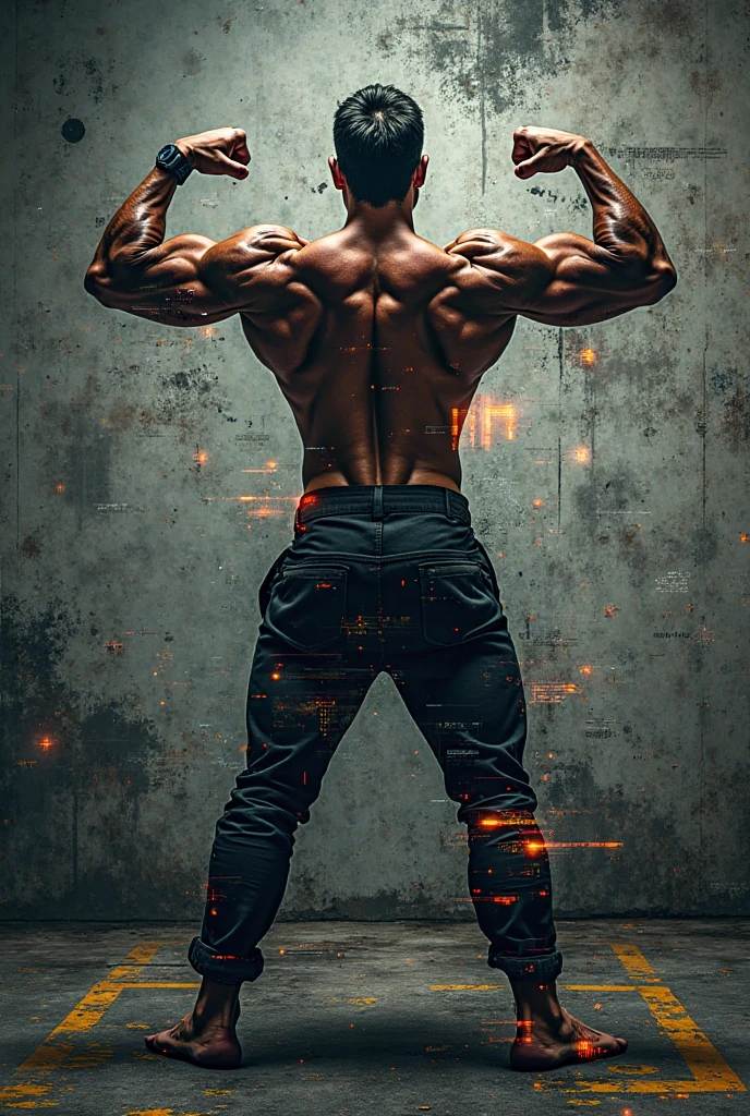 A male guy with a thick bubble butt in torn clothing while fighing