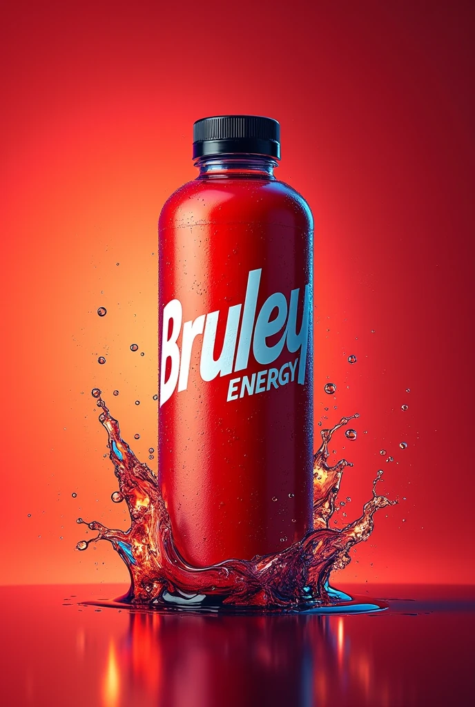create an energy drink bottle that contains the colors gold orange blue and black