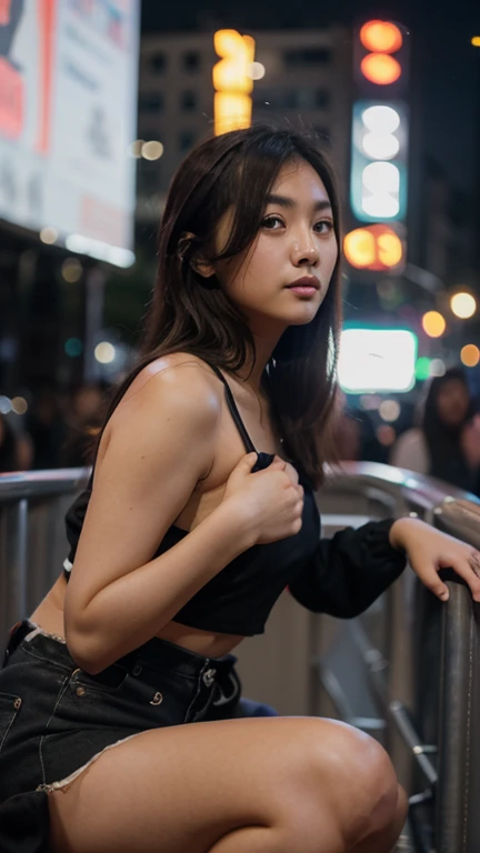 (Cinematic Aesthetic:1.4) Photo of a beautiful korean fashion model bokeh dinner
