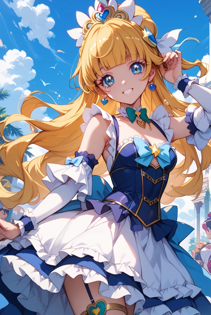 ((highest quality)), ((masterpiece)), (detailed), Perfect Face、5th grade elementary school、A gorgeous magical girl costume、Spread your legs、Painful expression、Twin tails、Cowgirl、Male perspective、Insert your penis into your