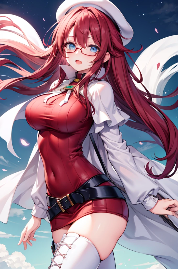 summonnightaty, aty, (young:1.3),long hair, blue eyes, red hair, big_tits, hat, glasses, BREAK long hair,, hat, dress,glasses, cape, sweater, beret,ribbed sweater,,solo, BREAK outdoors, fantasy, BREAK (masterpiece:1.2), best quality, high resolution, unity 8k wallpaper, (illustration:0.8), (beautiful detailed eyes:1.6), extremely detailed face, perfect lighting, extremely detailed CG, perfect anatomy),covered_nipples,half_eyes,sleepy_eyes,red_sweater,magical_effect,,Smile,closed_mouth,solo,in_modern_town_landscape,night_sky,solo,portrait,bust up,looking_viewer,shiny_lips,blush