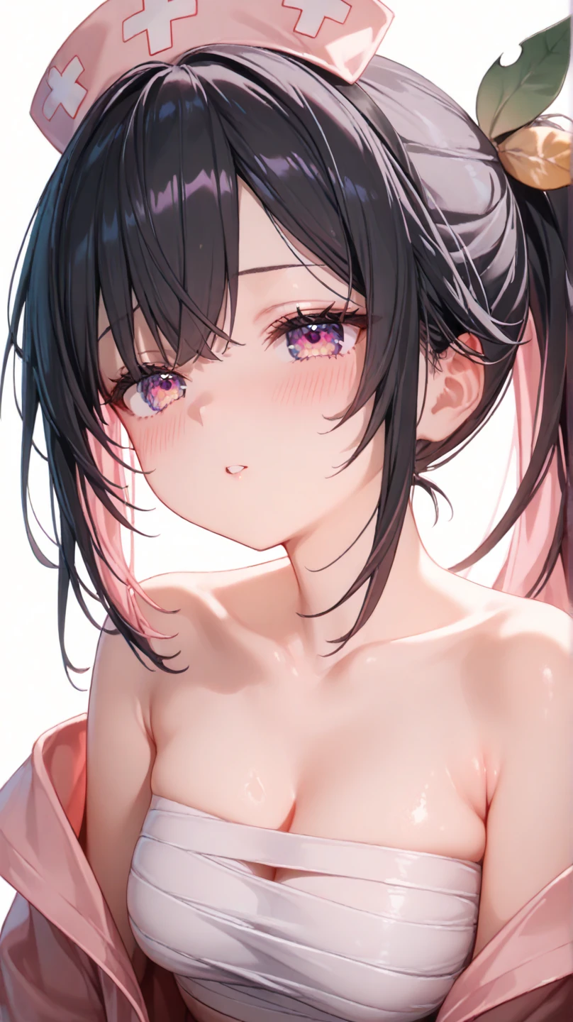flat chest,small breast,lovelive!,anime nose,kasumi,nude,Silver Hair,Black Hair Band,Long Side Tail,(((masterpiece))), (((Portraiture))), Diffuse Light, Dynamic Shadows, Sharp focus, Genuineistic, detailed, High resolution, Absurd, White Background, very good, photoGenuineistic, Genuine, Wet, mascara, blush, Sleeveless, like々New Look,natural nipples
