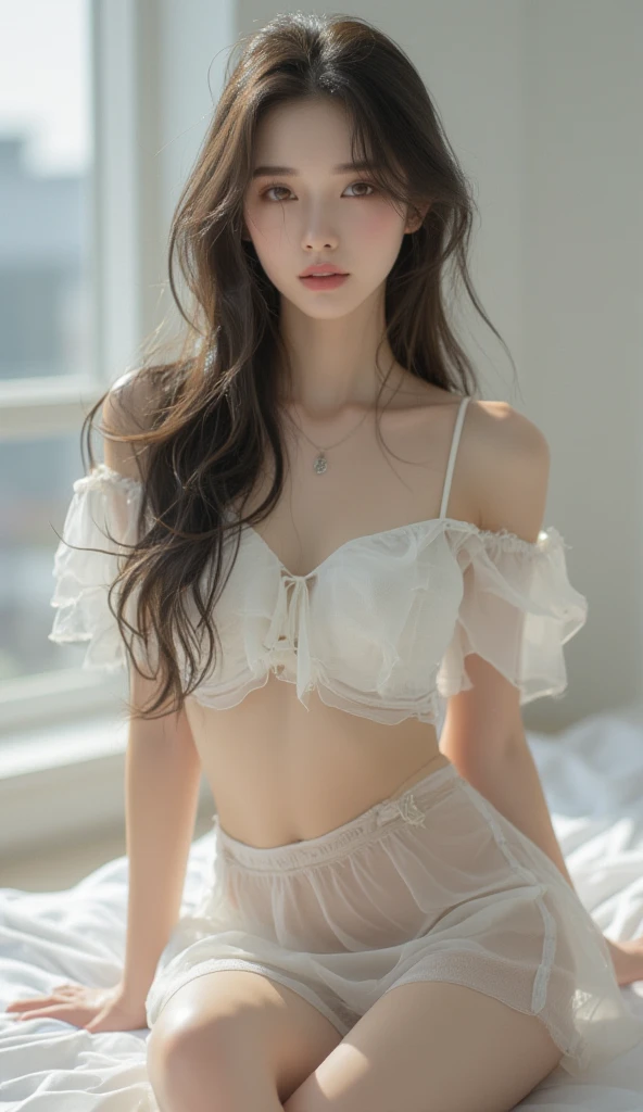 (in 8K、Raw photography:2、 Highest Quality、 realisitic:2、Photorealsitic:2、Professional Lighting、masterpiece、extremely delicate and beautiful、finely detail、ultra-detailliert、hight resolution、Textured skin)、1womanl、Solo、Japan Person Model、Shibuya Koen Street、shopping、Showing panties、White lace panties、beauitful face:2、Cameltoe、Bare legs、makeup、lip stick、eye line、mascara、eyeshadows、Brown hair、Gold wavy hair、slender、tall、sleeveless shirts、a miniskirt、high-heels、Ceiling from below