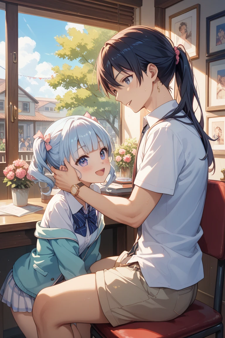 score_9, score_8_up, score_7_up, source_anime, highest quality, masterpiece, 1girl and 1boy, (1boy femnin, otokonoko, femboy, long hair), futa on male, futa is bigger, femdom, forced, uncensored, フェラチオ