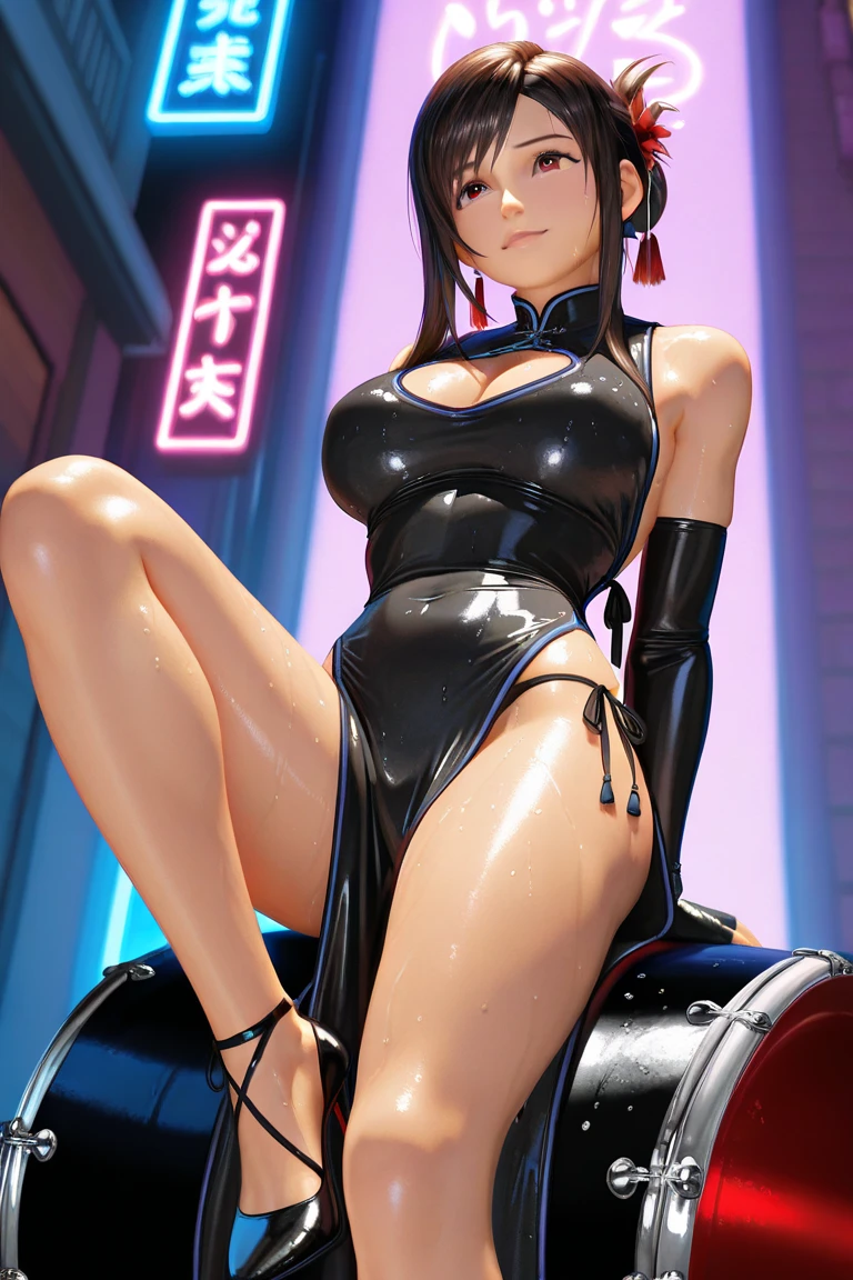 Beautiful Chinese Teen, Tight enamel miniskirt,, big bust, Short hair with silver stripes, Pussy exposure, Breast exposure, erect nipples, Huge nipples, Very slender waist, Realistic Facial Expressions, spread legs, punk girl, masterpiece, bright eyes, bright eyes동자, wide open pussy, sure pussy, Nipples exposed, Pussy exposure, NSFW, pussy, big eyes,