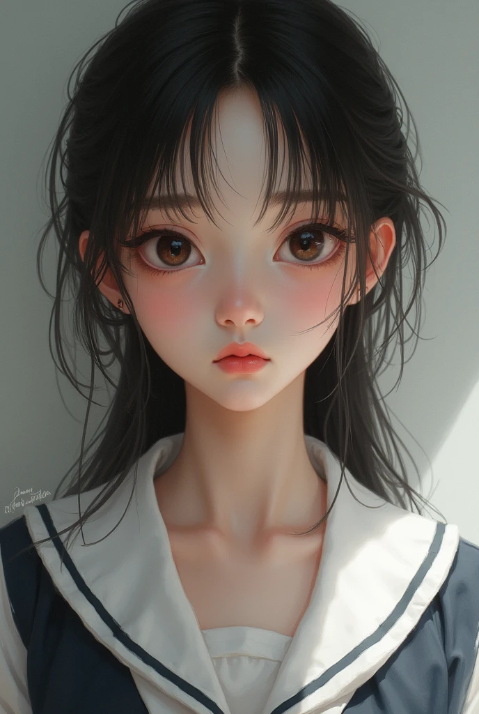 Girl crying in a room in the corner, maximum details