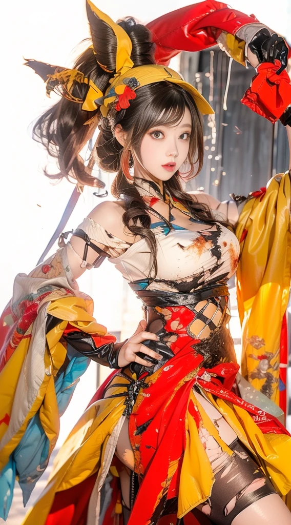 Alatei was dressed in a yellow ribbon, Gorgeous Role Play, Anime cosplay, Palace , A girl in Hanfu, Hanfu, Anime girl cosplay, Chinese costume, Inspired by Lan Ying, colorful rich fantasy clothing, cosplay, inspired by Zhang Sengyao, traditional tai costume, wearing ornate silk clothes, Cai Xukun, Traditional Chinese clothing
