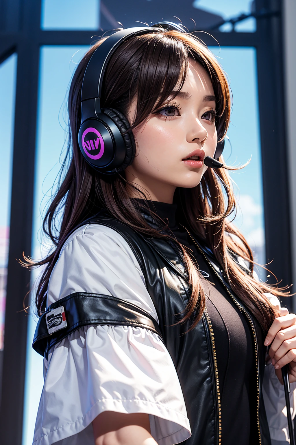 nova<lora:Nova-000003:0.6>,1girl, falling, animal ears, bangs, blush, camouflage armor, closed mouth, fake animal ears, gloves, headphones, headset, horse ears, impossible clothes, jacket, large breasts, long hair, long sleeves, looking at viewer, camouflage bodysuit, pink eyes, simple background,smile, solo, body paint, twintails, upper body, very long hair, black background, white gloves, white hair,alice \(nikke\),
[(colorful explosion psychedelic toxic neon paint colors:1.2)::0.15],
(masterpiece:1.4),(best quality:1.4),(shiny skin),realistic