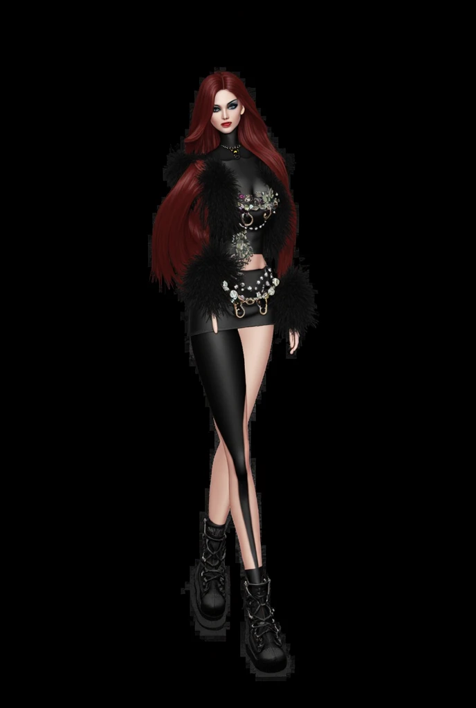 1woman, long hair, realistic, masterpiece, high detailed skin, looking at viewer, scenic view, solo, full body shot
(Chainmail spikes:1.4) dress, side slit, waist belt