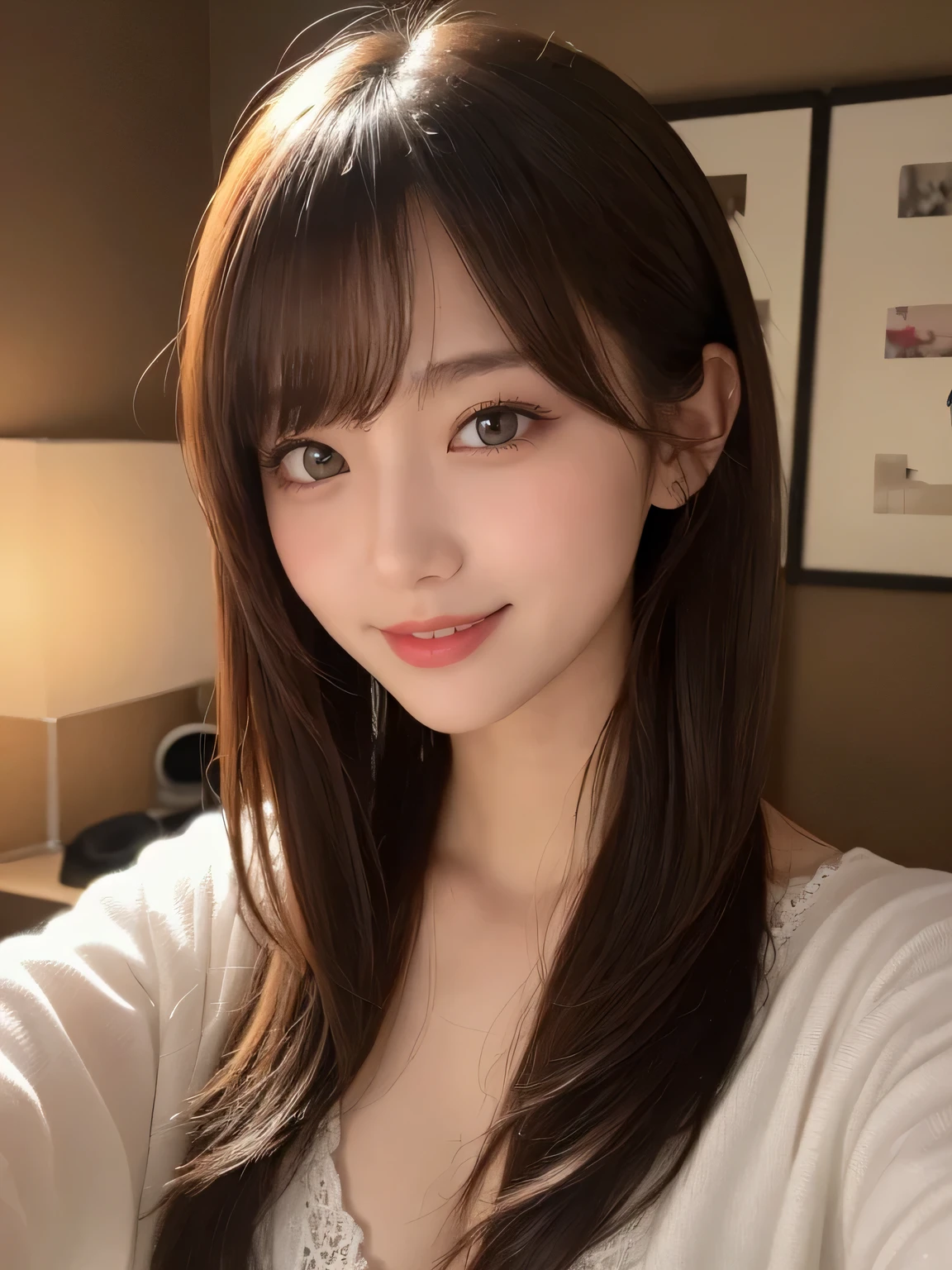 brightexpression、photorealistic stick:1.32、highest quality、超A high resolution、Photos of the most beautiful Japan girls、cute and beautiful face details、small face、(Pueros face_V1:0.008)、Beautiful bangs、18 years old、Brilliant white skin、hair gets tangled in face、Bangs that reach down to the face、bangs、hair between eyes、super long hair、charming brown silky hair、bright、Clear light blue eyes shine charmingly、ample breasts、Dynamic poses highest quality、disorganized、((the cutest girl in the world))、Japanese、18 years oldの女の子、Cafe、((lace dress:1.3))、(half up hair:1.3)、(tie with a thin ribbon)、nice and cute、innocent smile、nice smile、cleavage、(big breasts:1.3)、ponytail、brown hair、thin waist、detailed beautiful eyes、face forward、Upper body、close up of face、Front view、