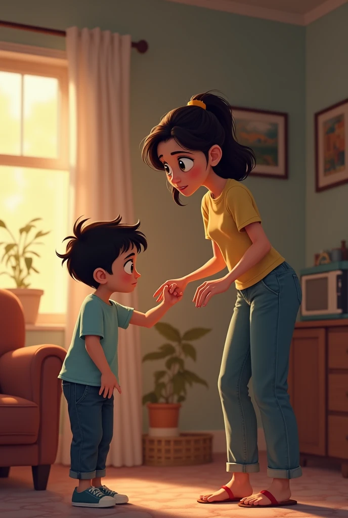 draw a mother scolding her son