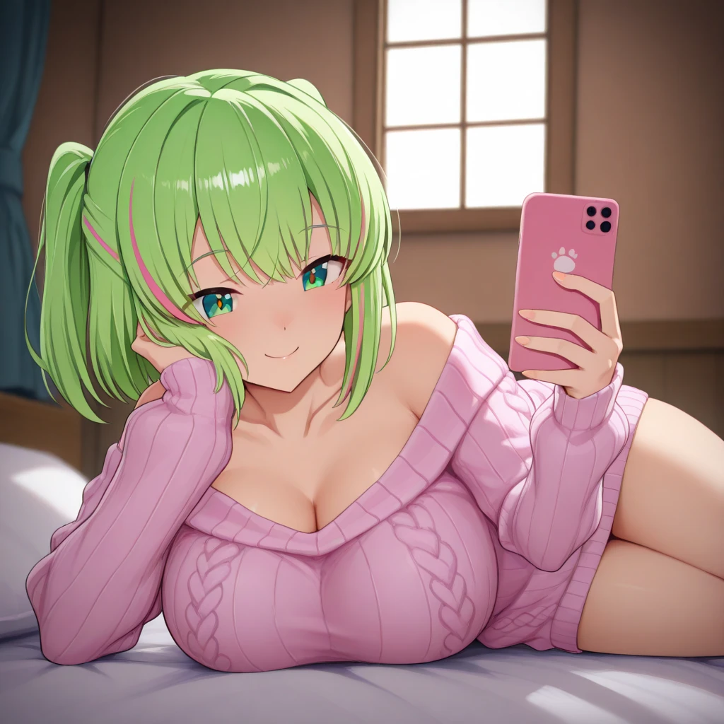 masterpiece, best quality, KShinobuV4, 1girl, solo, ((long hair, straight hair:1.3)), breasts, looking at viewer, blush, smile, skirt, large breasts, holding, cleavage, hair between eyes, bare shoulders, collarbone, sweat, japanese clothes, wide sleeves, off shoulder, phone, cellphone, cherry blossoms, hakama, smartphone, holding phone, miko, selfie, red hakama, <lora:KShinobuV4-09:1>
