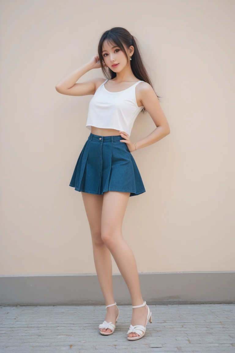 a woman in a short dress posing in front of a painting, gorgeous young korean woman, wearing an elegant dress, beautiful young korean woman, sexy dress, beautiful south korean woman, yanjun chengt, jaeyeon nam, korean women's fashion model, elegant dress, hwang se - on, pink dress, korean artist, wearing a pink dress, cute korean actress