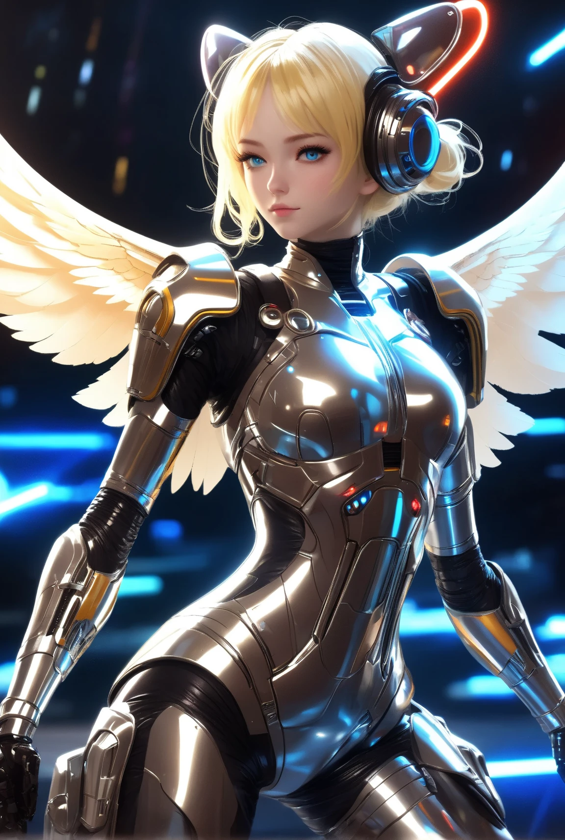 RAW，tmasterpiece，ultra fine photos，，best qualtiy，超高分辨率，Photoreality，rays of sunshine，full-body portraits，Close-up of a woman in a futuristic suit and SCI futuristic helmet, stunningly beautiful，，dynamicposes，delicated face，vibrant eyes，beautiful white girl cyborg, beautiful girl cyborg, Cute cyborg girl, beautiful cyborg angel girl, inspired by Marek Okon, Mechanized Valkyrie girl, girl in mecha cyber armor, perfect anime cyborg woman, perfect android girl, Cyborg girl, futuristic robot angel, beautiful female android