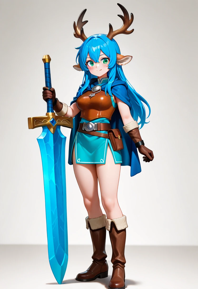 8k, full body shot of woman in a Dungeon in zelda breath of the wild, blue eyes, blue hair braided hair, XL bust, Unreal engine 5, Anime, Game, masterpiece, looking at viewer, smiling, de facing spectators, holding guns.