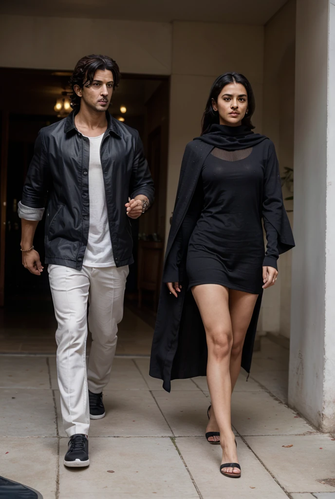 The cover portrays Anushka in a chic ensemble of a white top, blue jeans, and a flowing black coat, exuding modern elegance against the backdrop of a bustling Delhi street scene. Beside her stands Arjun, distinguished in a white shirt and a sleek black jacket, embodying sophistication and strength. The cityscape behind them is alive with vibrant colors and iconic landmarks, capturing the essence of urban romance in "Anushka and Arjun: Chahtein Ishqwalo Ki."