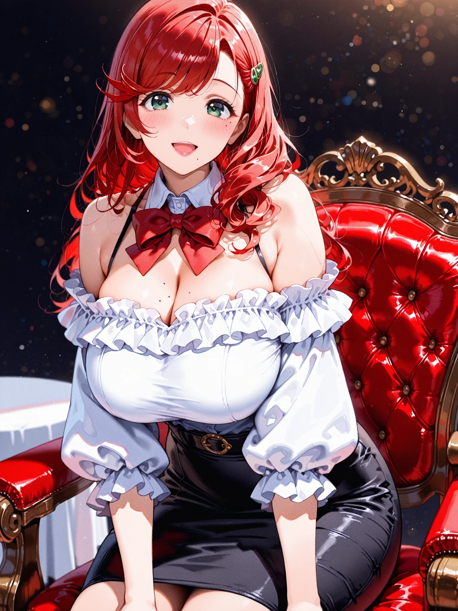 Korean ,Sitting on the couch,(((masterpiece))), ((Highest quality)), ((Intricate details)), ((Surrealism)), A foolish decision, Mature Woman, Mature Woman, See through, Very detailed, Consciousness upward, One Girl,((Huge, super huge, huge boobs)), Perfect hands, Detailed fingers, Beautiful details,Lowered twin tails, inner hair color, Long Red Hair, Very bright red hair, Has beautiful and delicate eyes, (J-pop Harajuku style Gothic ta outfit:1.8), Crop Parker,耳Nipple Ring, Detailed Background, Perfect Eyes, Captivating eyes,Tilt your hips,Blushed,(Sobbing:1.2),Confused Eyes,Please open your mouth a little, (((Spread your legs boldly:2.3))), (((bursting breasts, Saggy breasts, Large saggy breasts, Underbust)))