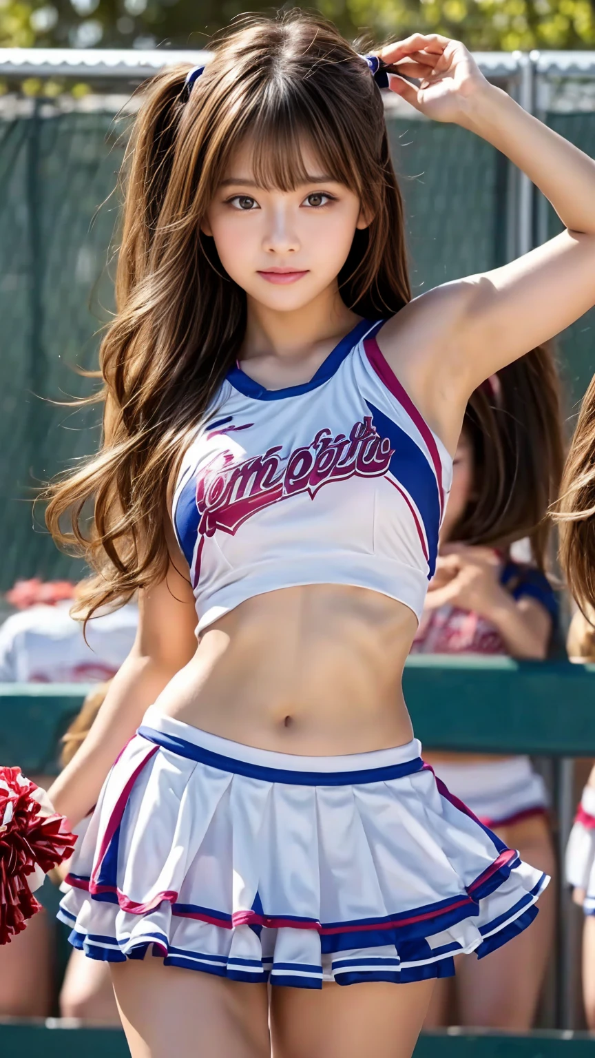8k, ultrarealistic, ray tracing, unparalleled masterpiece, ultra realistic 8k CG, perfect artwork, ((perfect female figure)), 1girl, narrow waist, seductive posture, sexy pose, alluring, clean, beautiful face, pure face, pale skin, divine goddess, intricate detail, charismatic, charming, alluring, erotic, seductive, divine, clean, prestige, supreme, apex, paramount, goddess, delicate pattern, queen, supernatural, phenomenal, fabulous, marvelous, stupendous, terrific, extremely detailed face, super idol face,((an extremely delicate and beautiful)), (ulzzang-6500:0.7), blond hair, solo, (cheerleader, miniskirt, pink uniform:1.4),(nsfw:1.4)