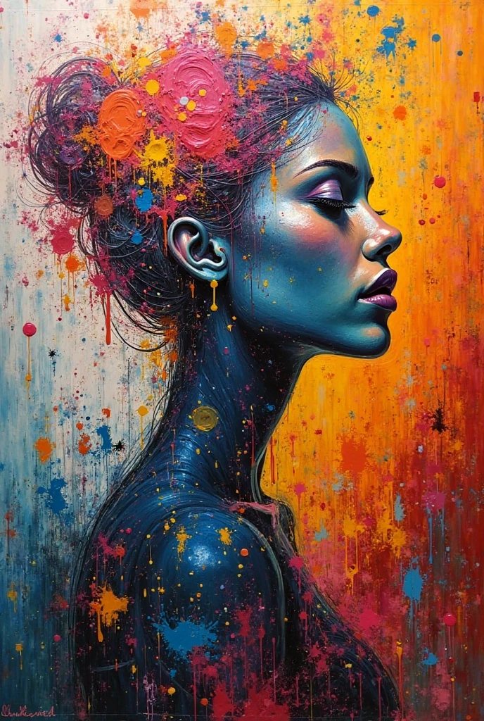 (Artistic Masterpiece of Romantic Life) ( (Themed Art of Life) ( (Conceptual Art) (NFT Exclusive) (Fauvism Work) ()”) Where visual poetry transcends traditional boundaries and embraces the dynamic interplay between creativity and technology Takes),dripping paint,darkart,style, in the style of esao andrews