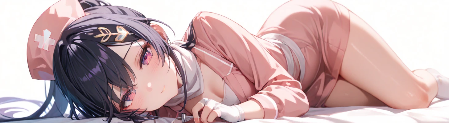 (extremely detailed CG), (best quality), perfect face, shiny skin, lustrous skin, 1girl,solo narrow waist, wide hips, <lora:NaomiDeno-10:0.8>neomideno,black eyes , gloves, hat, black hair, multicolored hair, elbow gloves, boots, garrison cap, bare shoulders, short hair, breasts, brown hair, skirt, red gloves, pantyhose, streaked hair, sleeveless, lying on bed, arms over head, armpits,spread legs,cameltoe