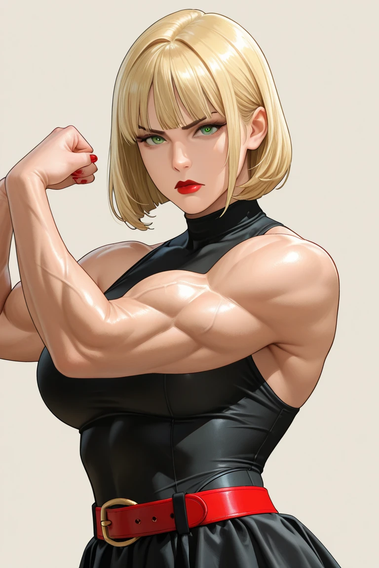 Hot 1 girl with bodybuilder muscles, big breasts, einer Schlanken Figur und big breasts, hot six pack