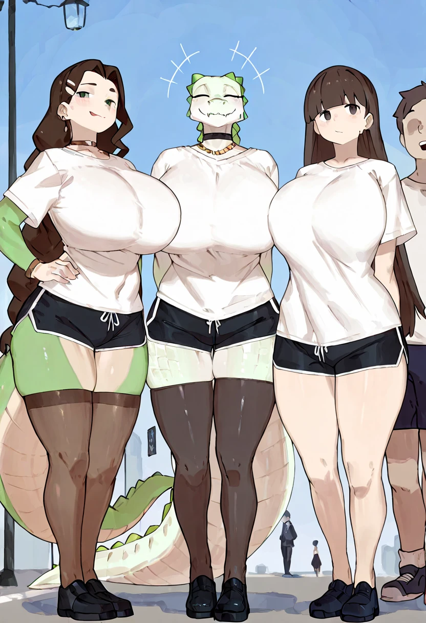 milf woman),(milf huge lush prominent tits),(a group of 4 year old boy chasing the milf),(group of boys want to grab the milf's huge prominent tits)