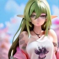 Ultra HD、High resolution、distinct、Elf、Beautiful green eyes、Beautiful braided hair、Completely naked、White and beautiful skin、Big Breasts、、Small areola、Small nipples、hairless labia、