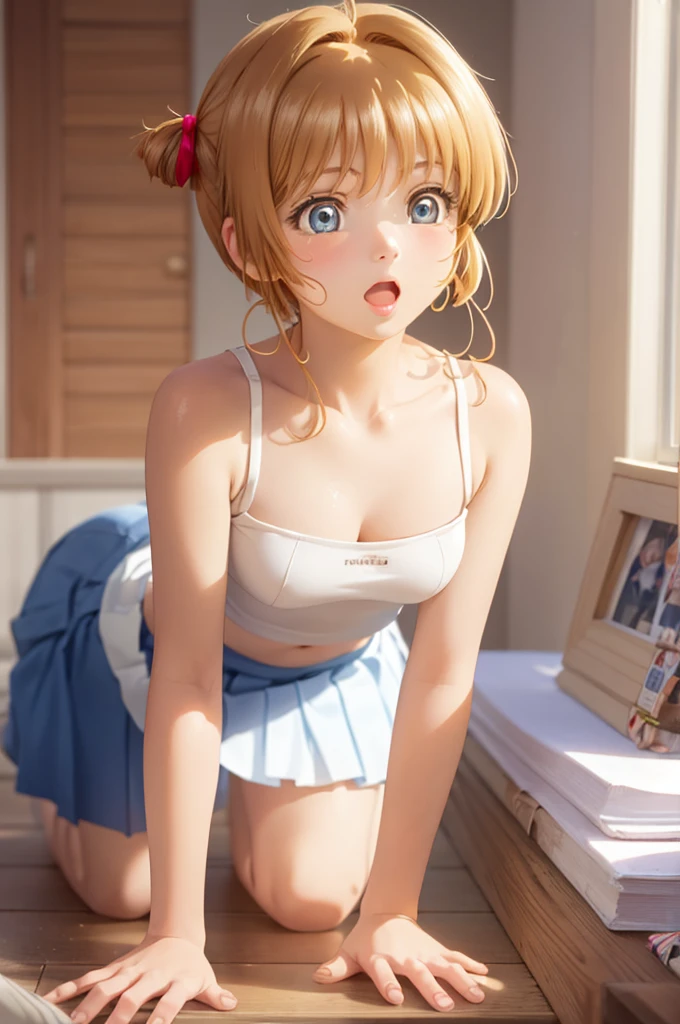 masterpiece、top-quality、Portrait of one girl、Satin blouse、tear、Pretty girl、Excellent style、Expressive、Full Body Angle、Beautiful blonde hair、Nordic face、Beautiful blue eyes 、Chest、Protrusions、slightly wet、M word、Spread your legs Hip swing 、sexy lingerie、Clothes are wet and skin is sheer、Solo masturbation、Tears on a shiny blouse、Beautiful face、Fornication、Nasty 、Chest revealed、insertion、Cowgirl、 Beige underwear、de pele branca、Cute protrusions、Beautiful butt 、facing back、Butt sticking out
