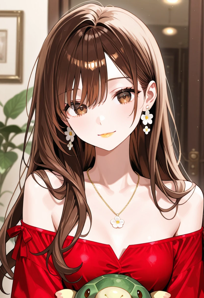 Chiara Ambrosio Italian girl, age 25, busty, long brown hair, smiling face, elegant red dress