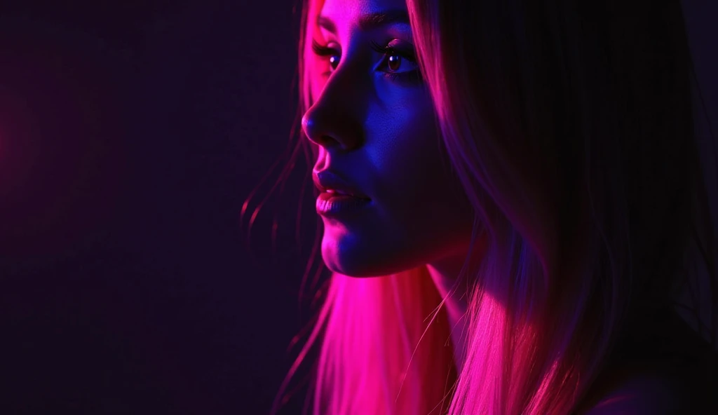 Antecedentes detalhados, master part, best quality, sorrir, enfeite, Hood, retrato, neon pink, grafity, Escuro, Noite, olhos brilhantes, luz roxa