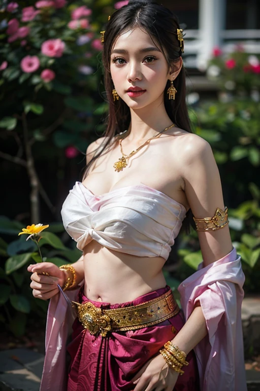 (best quality:1.2),(ultra detailed,highres,HDR,8k,3D,realistic,photorealistic,super fine,effects,official art,detailed background), (very happy smile,young,Japanese,detailed beautiful face), (Happy days),(round face,small face beauty), (dynamic pose:1.3), (head to thighs:1.5), (Unique tattoos: 1.3), (Restraints: 1.3), (Leather and metal collar: 1.3), (Leather handcuffs), (Metal chains: 1.3), (Tightly binds soft skin: 1.3)((Arch wrapped around fragrant roses), (Maze made of hedges full of roses), (Open garden with various types of roses blooming):1.3), (zentangle;1.5), (mandala:1.5), (entanglement:1.5),(Penrose tiling background:1.5)